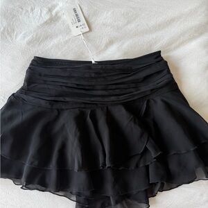 Black Layered Ruffle Mini Skirt